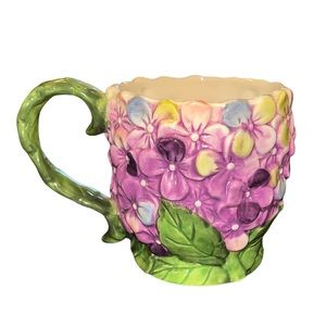 Purple floral ceramic mug